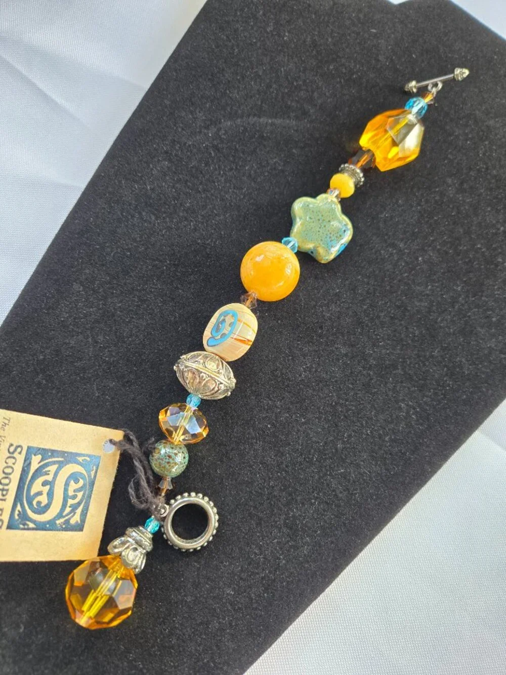 Cindy French Scooples Blue Brown Dangle Bracelet Vintage Venetian Collection